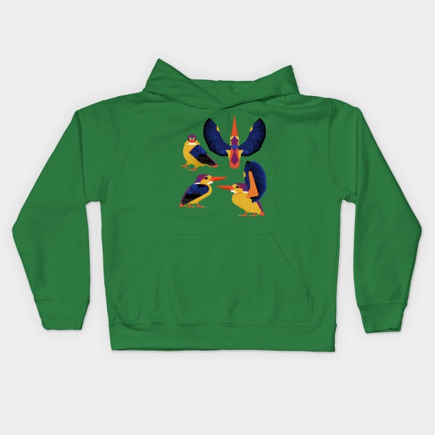 Oriental dwarf kingfisher Kids Hoodie by Aline Eg